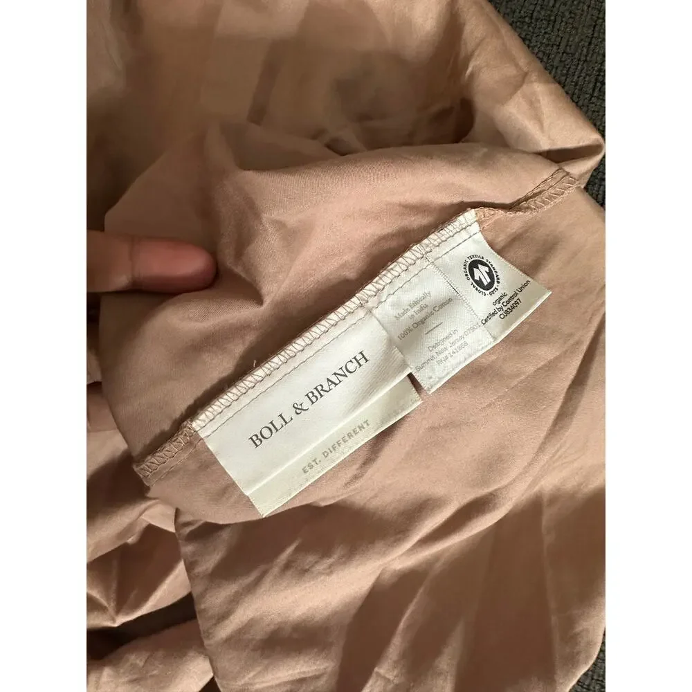 Boll & Branch Organic Cotton Fitted Flat Sheet Blush Pink Twin XL